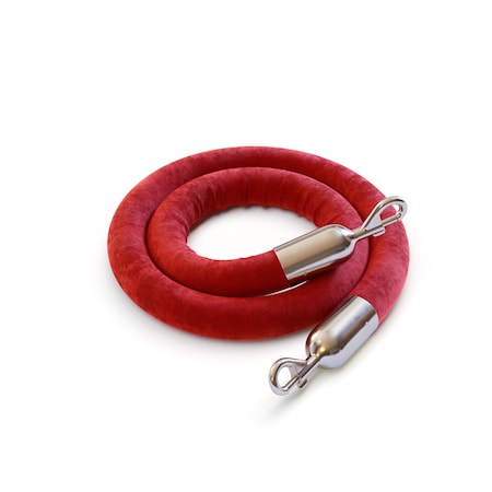 Montour Line Velvet Rope Red With Pol. Steel Snap Ends 8ft.Cotton Core PVR150-80-RD-SE-PS